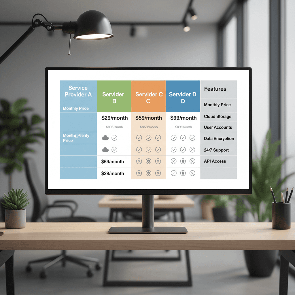 A nutritionist indicating a comparison chart on a computer screen in a bright office